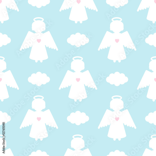 Christmas seamless pattern with angels
