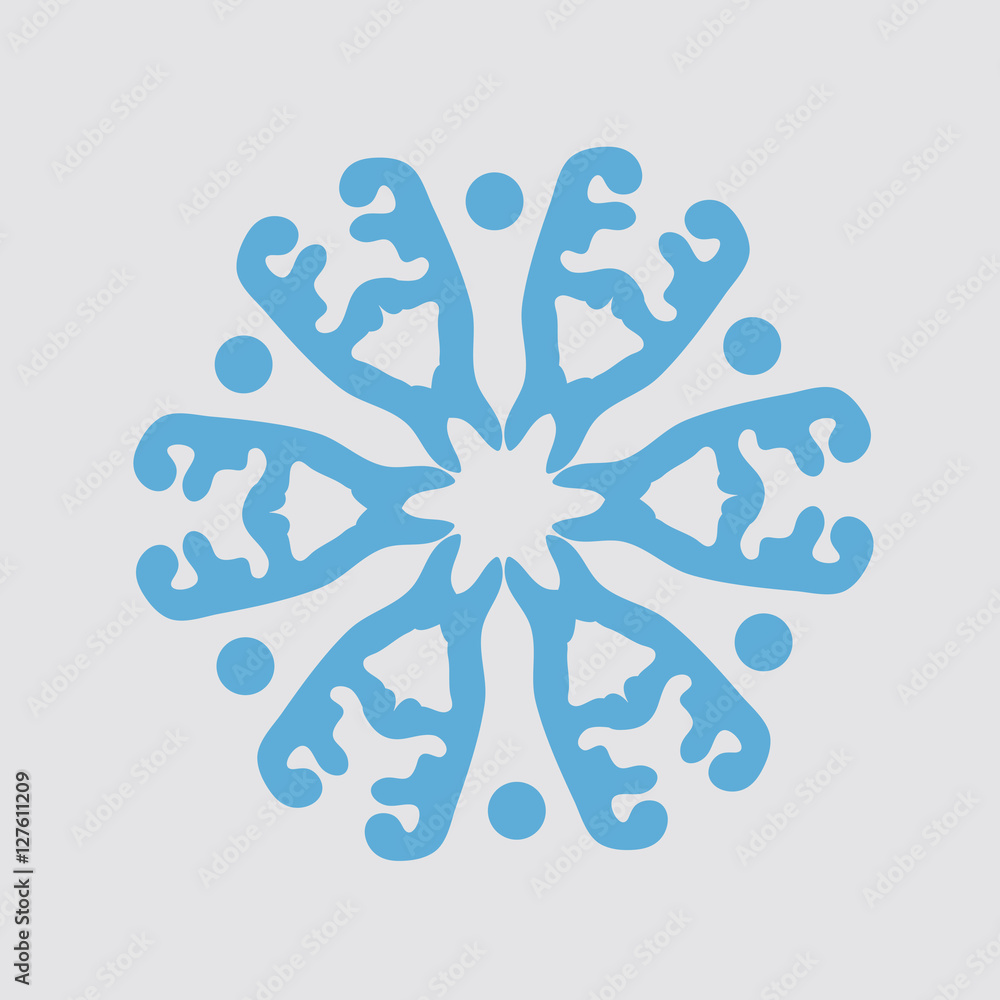 The image of snowflakes on a gray background. The image of snowflakes on a gray background.
