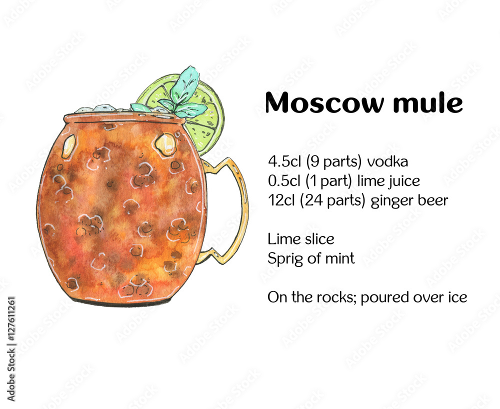Photo & Art Print hand drawn watercolor cocktail moscow mule on white background, lyubovzaytseva photo-art-print-hand-drawn-watercolor-cocktail-moscow-mule-on-white-background-lyubovzaytseva