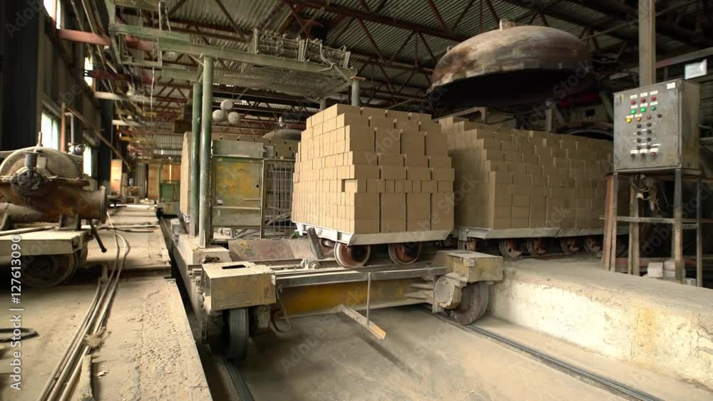 Brickyard. View of transporting bricks at workshop Brickyard. View of transporting bricks at workshop