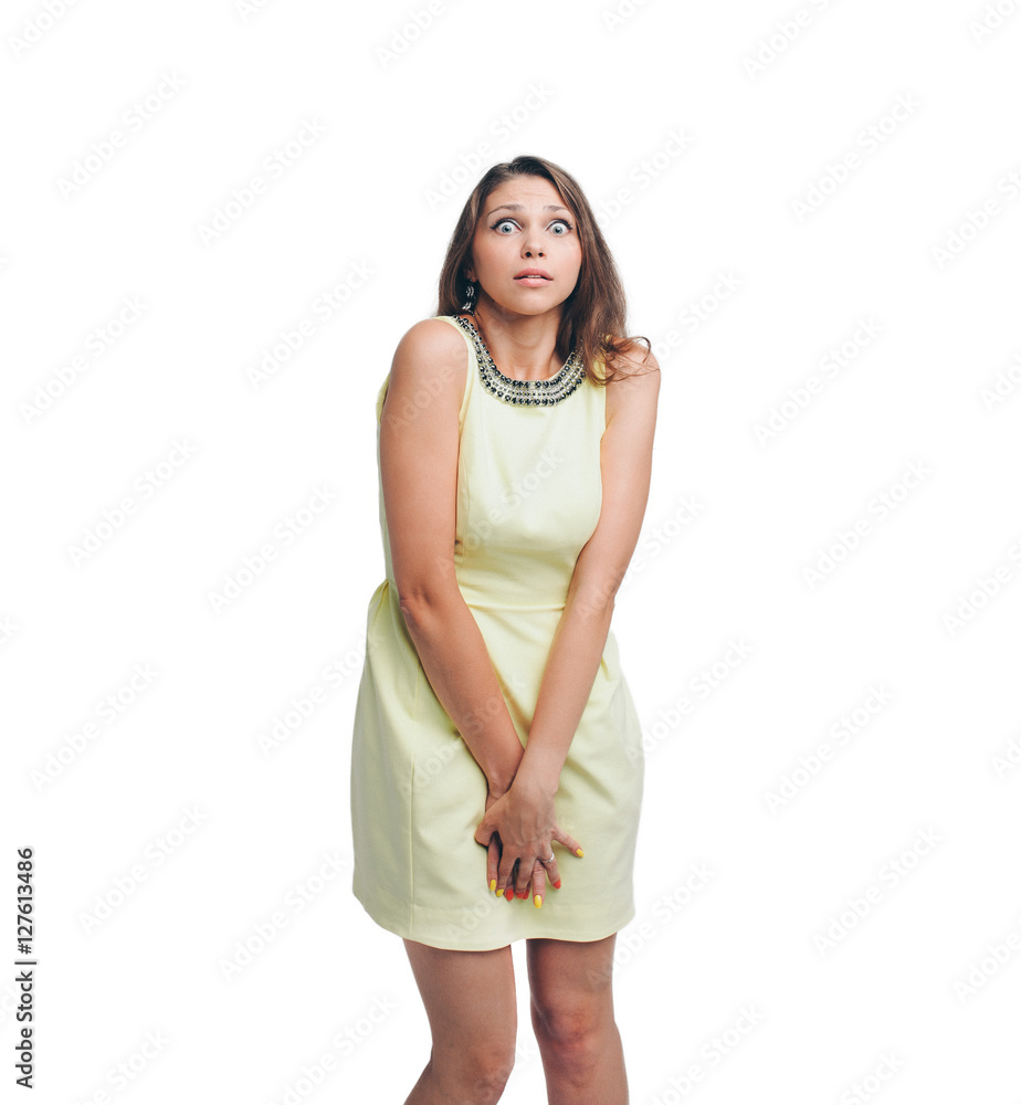 young girl scared and freeze from the cold young girl scared and freeze from the cold