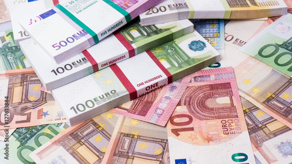 Obraz premium Euro banknotes. Many Euro banknotes