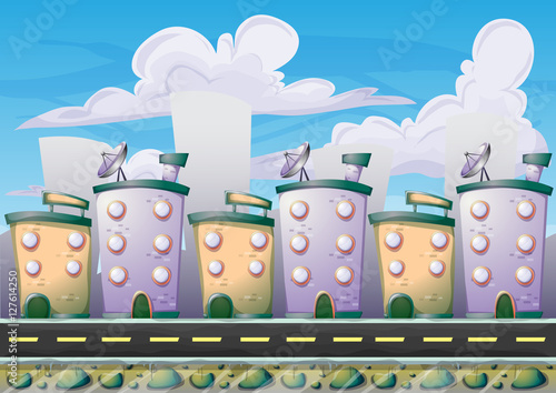 cartoon vector building background with separated layers for game art and animation game design asset in 2d graphic