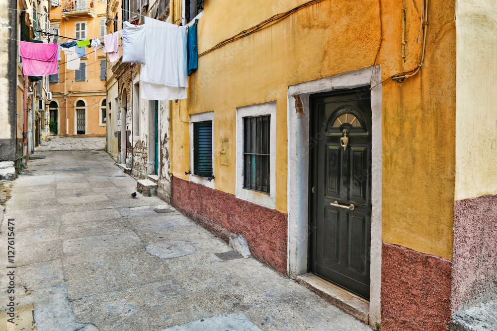 The alleyways in Corfu, Greece