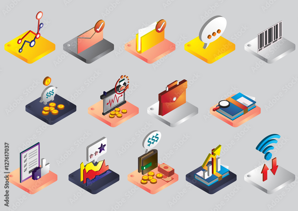 illustration of info graphic business icons set concept in isometric 3d graphic illustration of info graphic business icons set concept in isometric 3d graphic