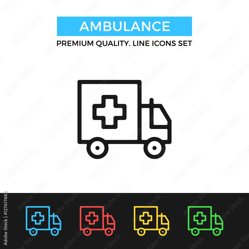 Vector ambulance icon. Thin line icon
