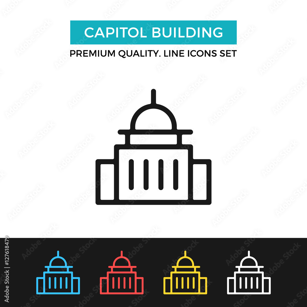 Vector Capitol building icon. Thin line icon