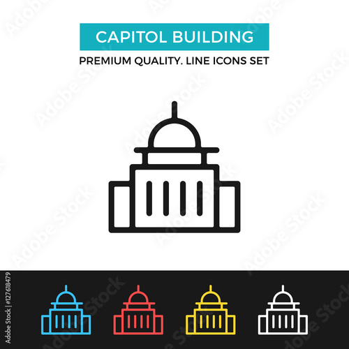 Vector Capitol building icon. Thin line icon