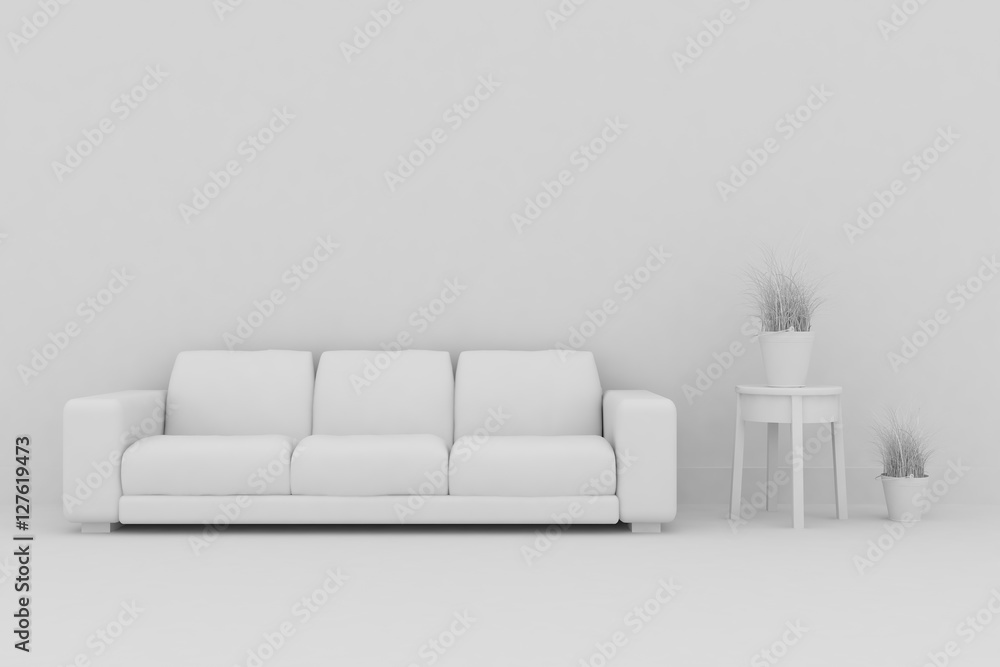 White room with sofa White room with sofa