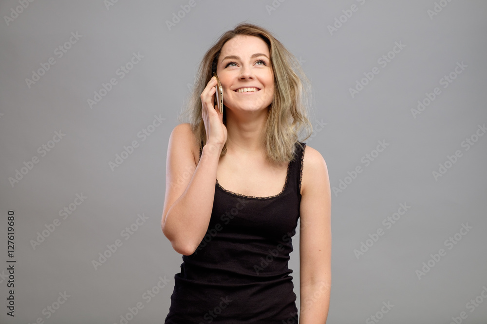 Woman talking mobile phone isolated Woman talking mobile phone isolated
