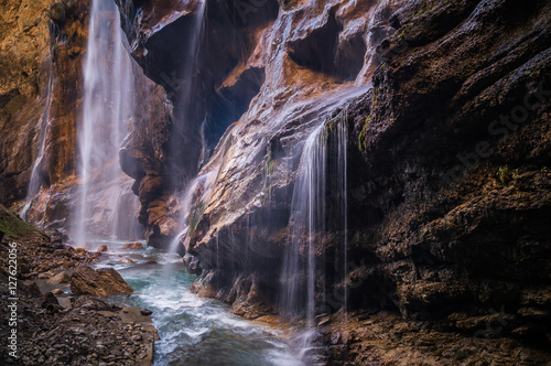 Beautiful view of Chegem waterfalls in the Chegem gorge, the Caucasus mountains, Kabardino-Balkaria,Russia.