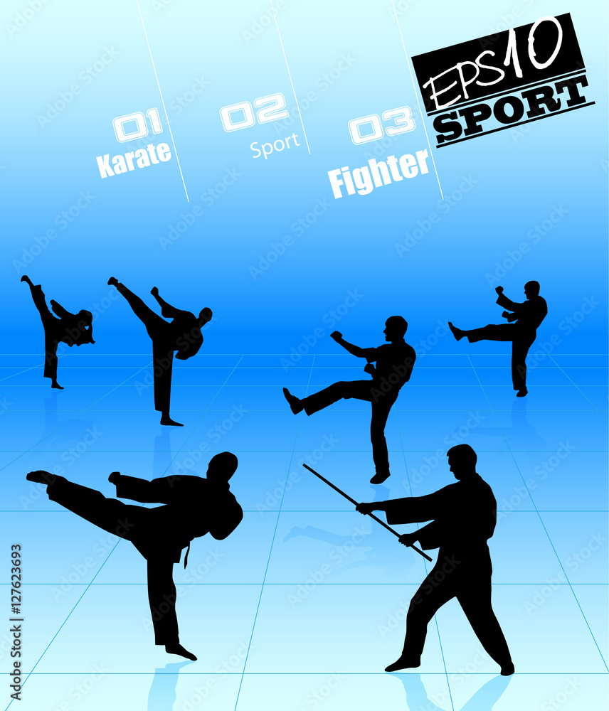 Karate silhouette background Stock Vector | Adobe Stock