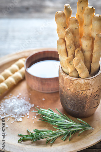 Rosemary breadsticks with ingredients