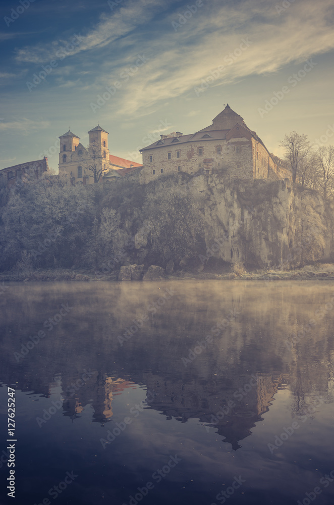Tyniec abbey near Krakow, Poland, on frosty morning