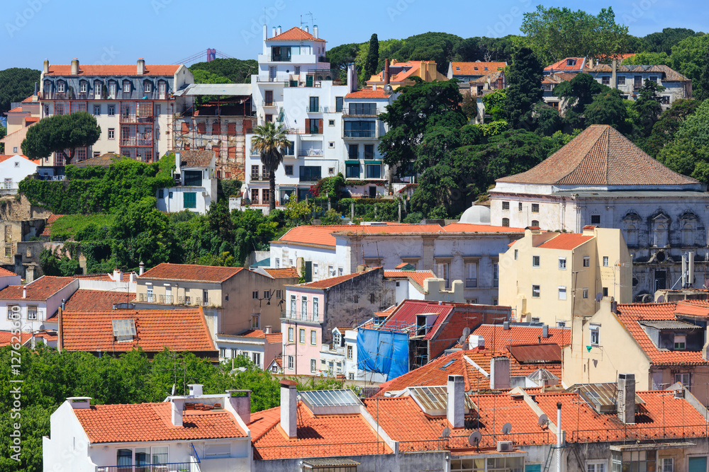 Lisbon cityscape from roof, Portugal.