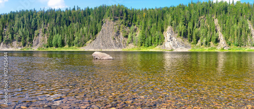 River panorama in a national Park in the Northern Urals.