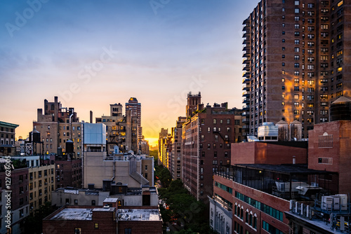Photography Evening view of Manhattan cityscape.