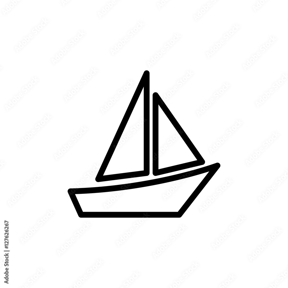 thin line boat icon on white background thin line boat icon on white background