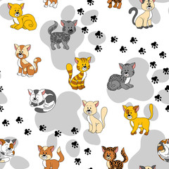 Acrylglasbilder Katzenmuster Verspielte Katzen Vektor Muster  © ksenyasavva