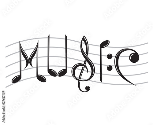 image of word music as notes