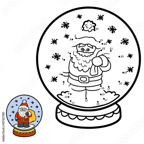 Numbers game for children, Snowball with Santa Claus