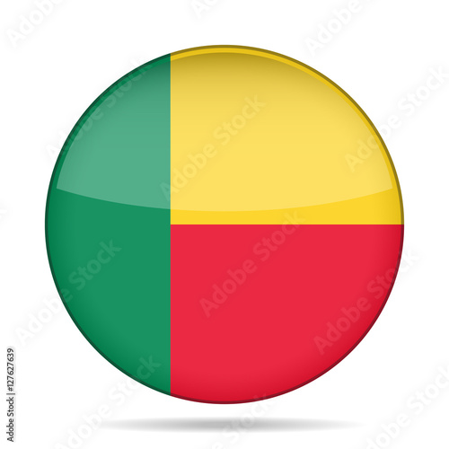 Free Download Flag of Benin. Shiny round button. - GFXLoad