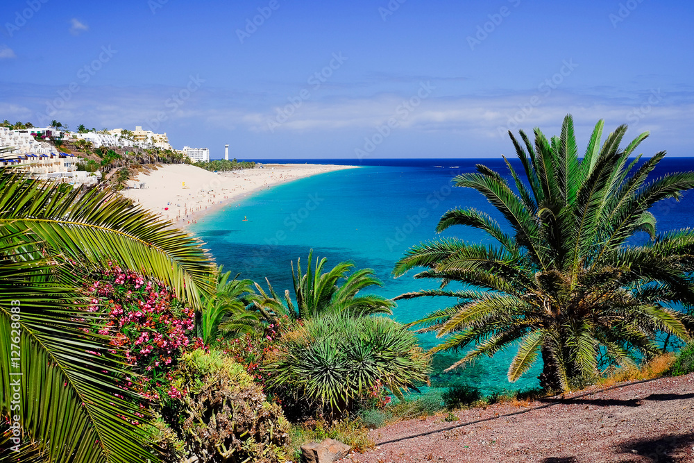 The beach Playa de Morro Jable. Fuerteventura, Spain.