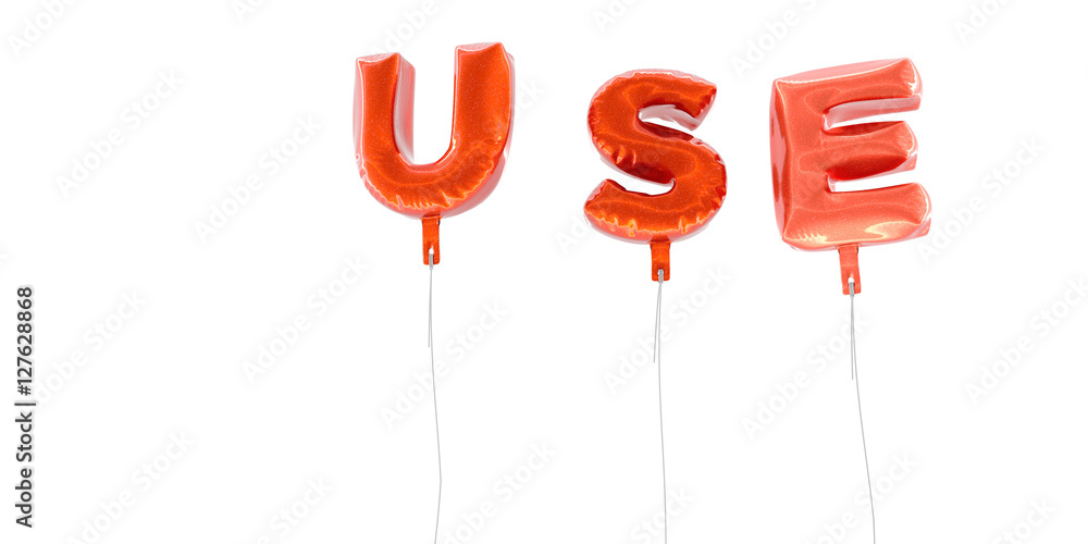 Fototapeta premium USE - word made from red foil balloons - 3D rendered. Can be used for an online banner ad or a print postcard.