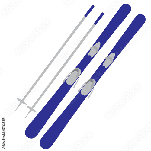 blue ski winter sport equipment isolated vector illustration