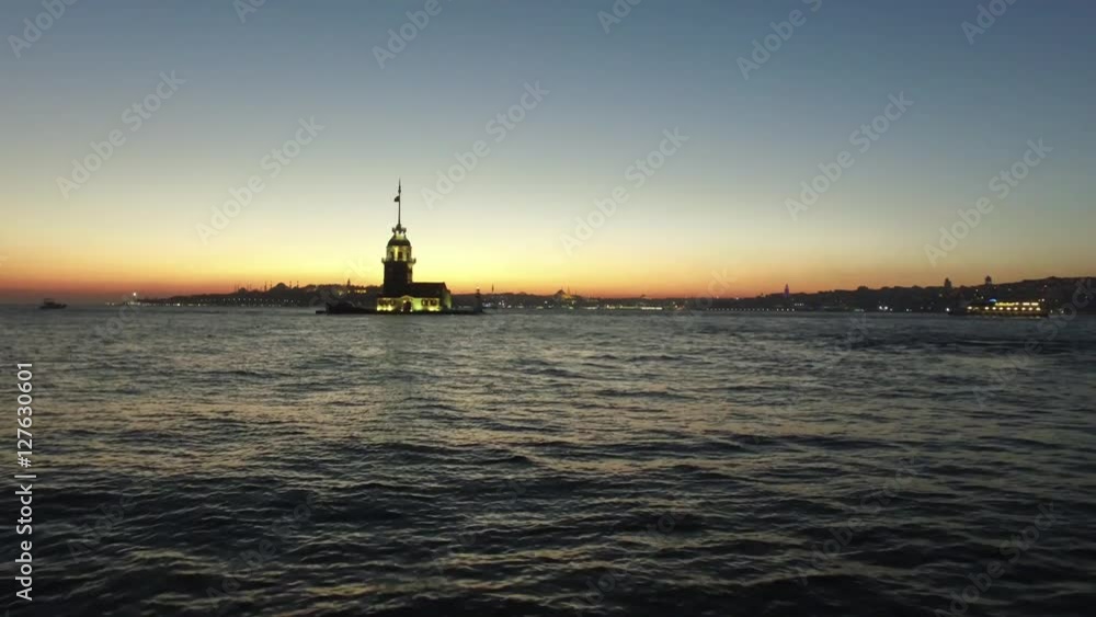 short film of the Maidens Tower on the Istanbul bosphorus sea with sunset short film of the Maidens Tower on the Istanbul bosphorus sea with sunset