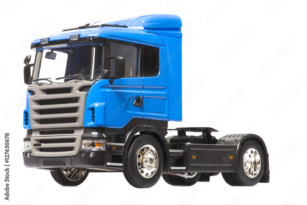 toy blue truck isolated over white background