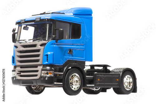toy blue truck isolated over white background