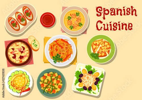 Spanish cuisine lunch icon for food design