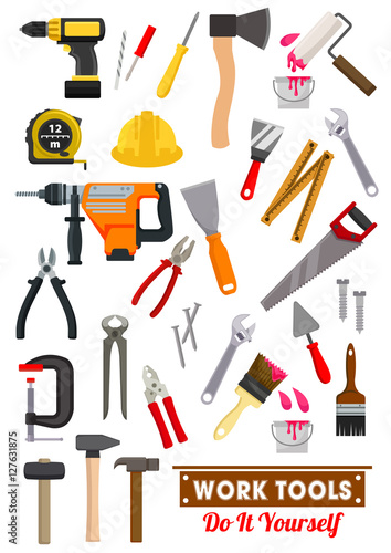 Work tools and equipment isolated icons