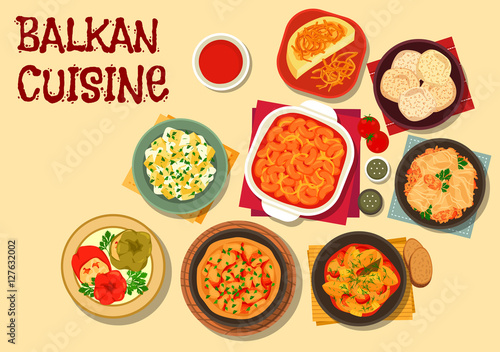Balkan cuisine vegetarian dinner icon