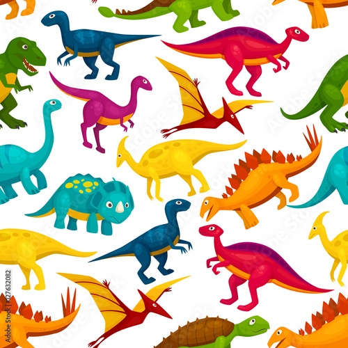 Fototapeta Naklejka Na Ścianę i Meble -  Dinosaur, jurassic animal monster seamless pattern