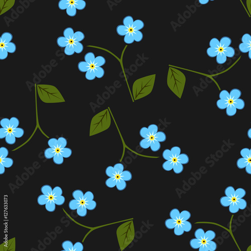 Seamless pattern forget me not, vector