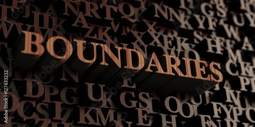 Boundaries - Wooden 3D rendered letters/message.  Can be used for an online banner ad or a print postcard.