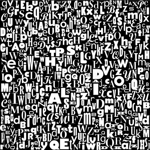 abstract confuse alphabet  vector background in black and white
