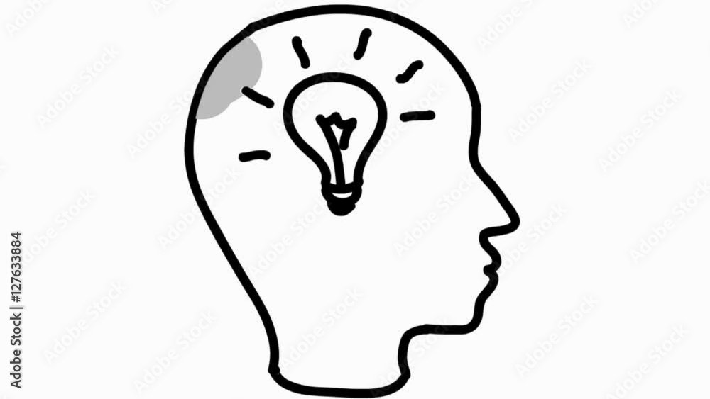 idea in human head line drawing illustration animation transparent