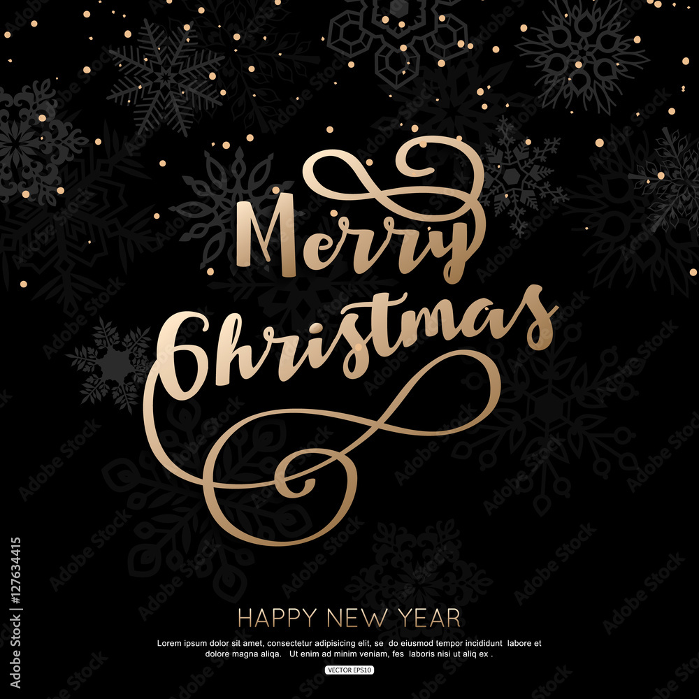 Merry Christmas Congratulations Card with Snowflakes. Vector illustration eps10 format