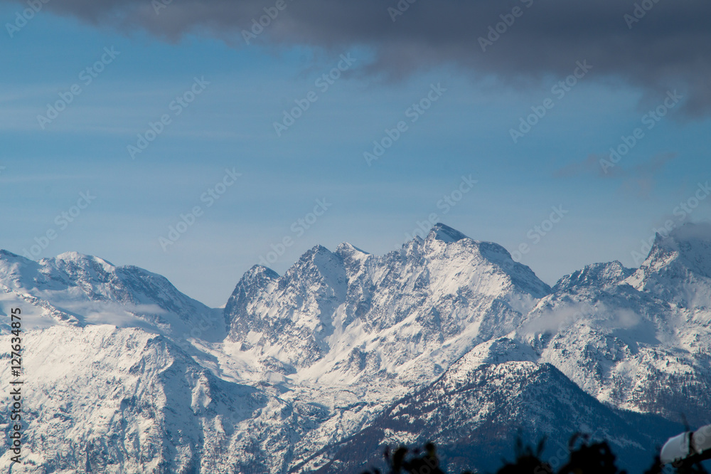 mountain landscape with snow and cloud motion
