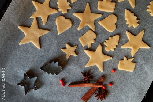 Many christmas cookies of various shapes and sizes