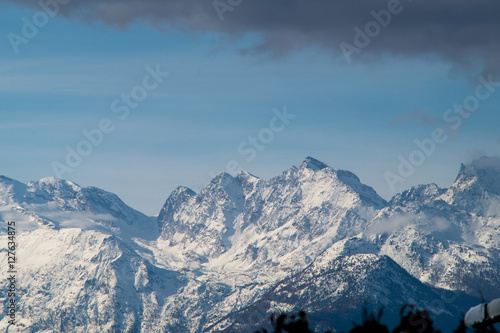 mountain landscape with snow and cloud motion