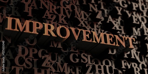 Improvement - Wooden 3D rendered letters/message. Can be used for an online banner ad or a print postcard.