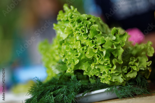 lettuce, dill, fresh herbs