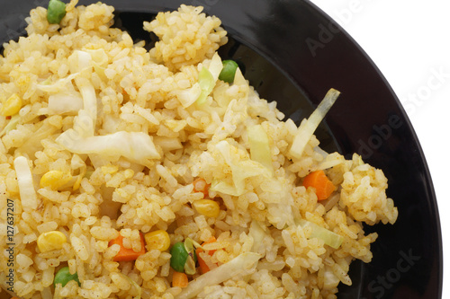 Chinese food. Rice with curry and vegetables