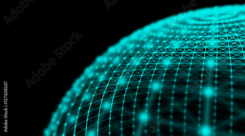 Φωτογραφία Futuristic technology cyber sphere
 connection world network, computer, fiber virtual optic cables, fibre connection, telecomunications concept background, digitally generated image