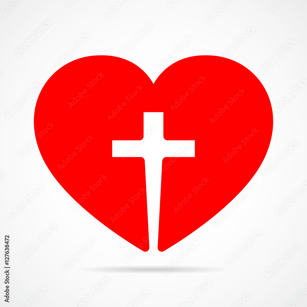 Christian cross inside in the heart. Vector illustration. Christian cross inside in the heart. Vector illustration.