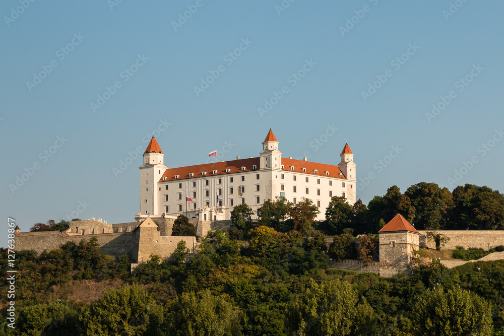 Bratislava Castle with blue sky and copy space